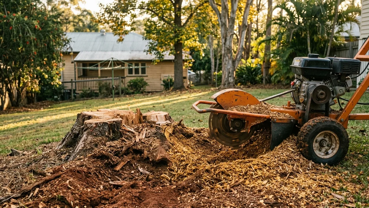 Brisbane stump grinding detail relevant to "Is It Worth Hiring a Stump Grinder Yourself Instead of Using a Pro?"
