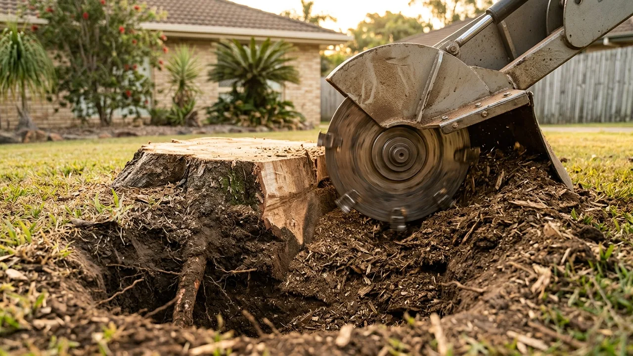 Brisbane stump grinding detail relevant to "How Deep Does Stump Grinding Actually Need to Go?"