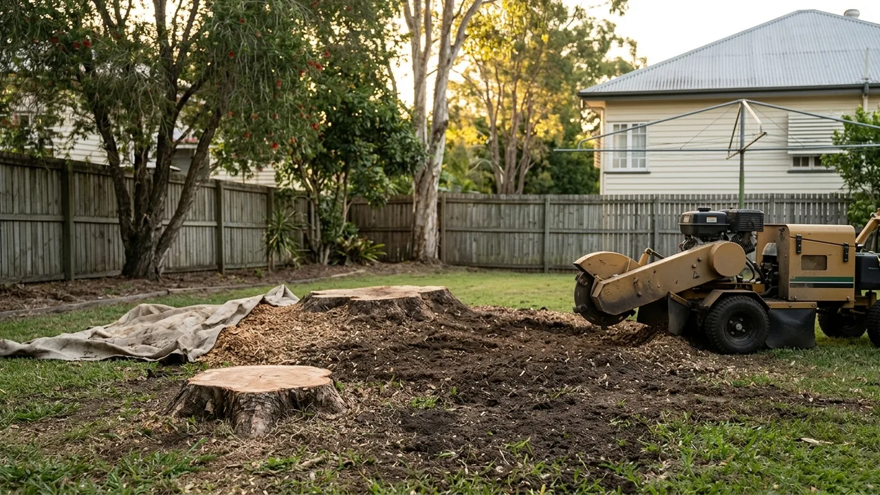 Brisbane stump grinding context shot for "How Long After Tree Removal Should You Grind the Stump?"
