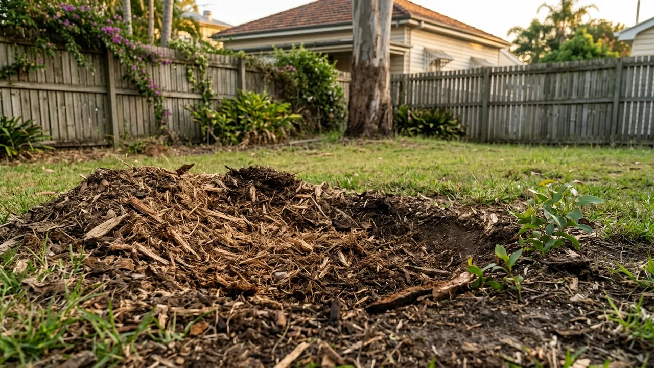 Brisbane stump grinding detail relevant to "Will a Ground Stump Still Sprout Shoots After Grinding?"
