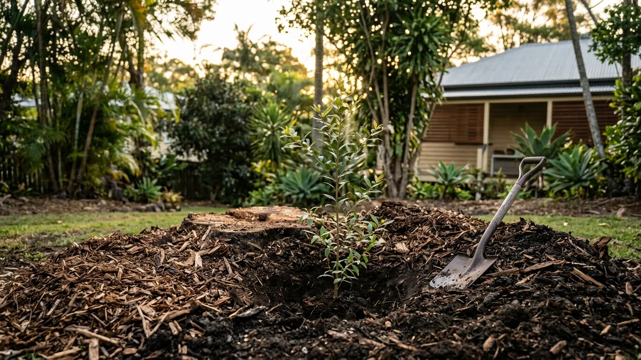Brisbane stump grinding detail relevant to "Can You Plant a New Tree Where You Grind Out an Old Stump?"