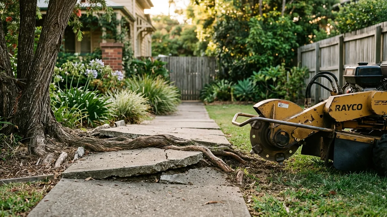 Brisbane stump grinding detail relevant to "Tree Roots Are Lifting My Path. Will Stump Grinding Fix It?"