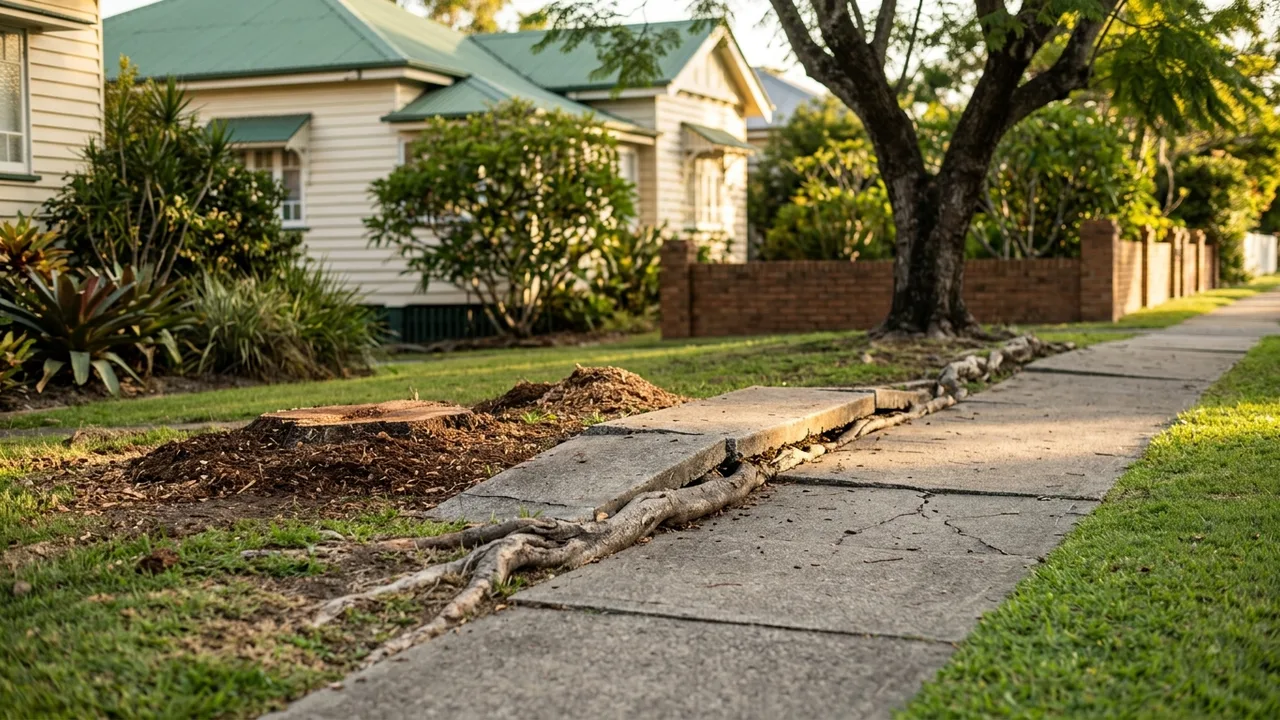 Brisbane stump grinding context shot for "Tree Roots Are Lifting My Path. Will Stump Grinding Fix It?"