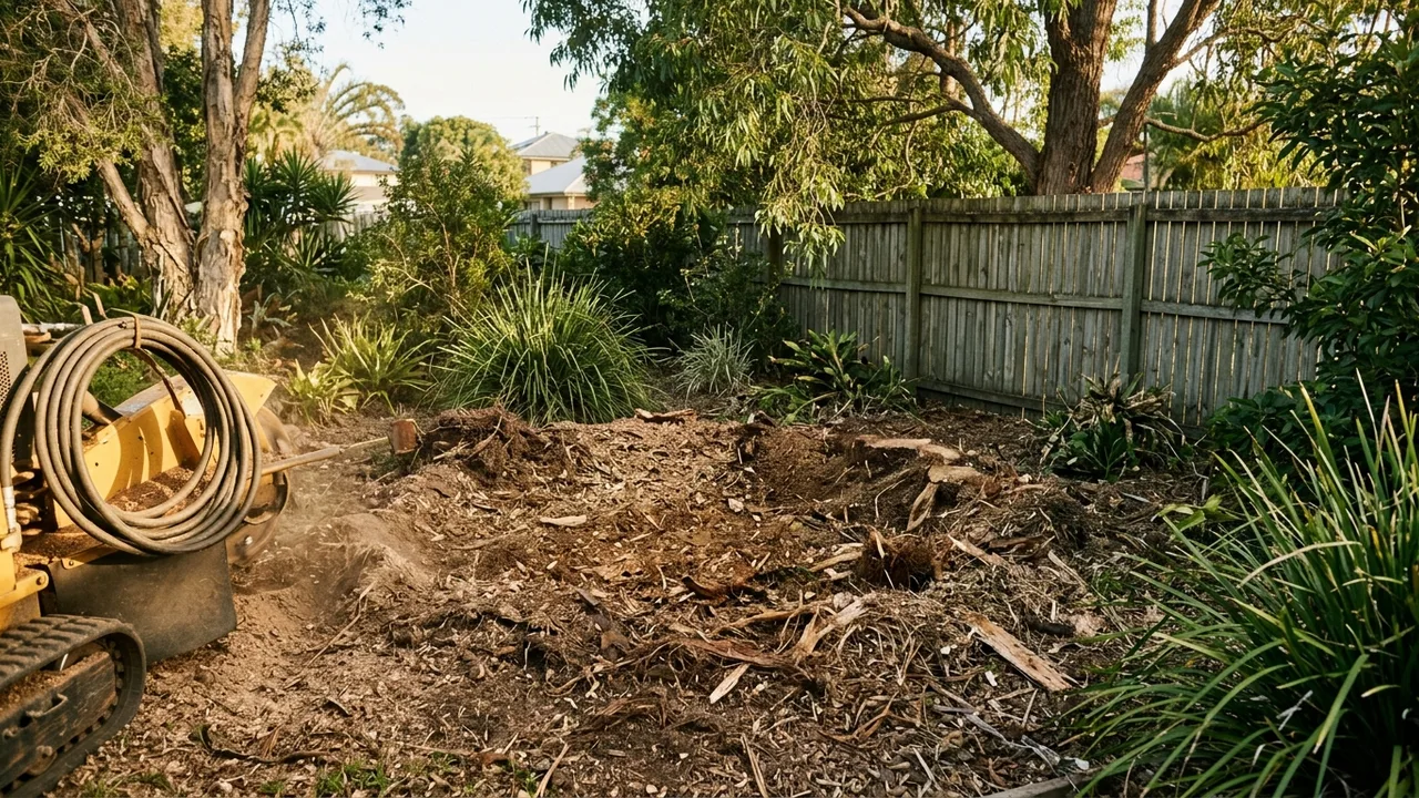 Brisbane stump grinding context shot for "Do Old Tree Stumps Attract Termites in Brisbane?"