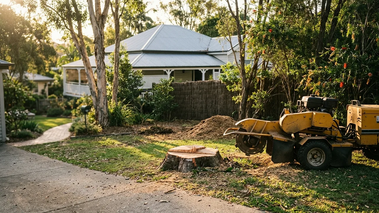 Brisbane stump grinding context shot for "When Should You Grind a Stump After a Tree Comes Down?"