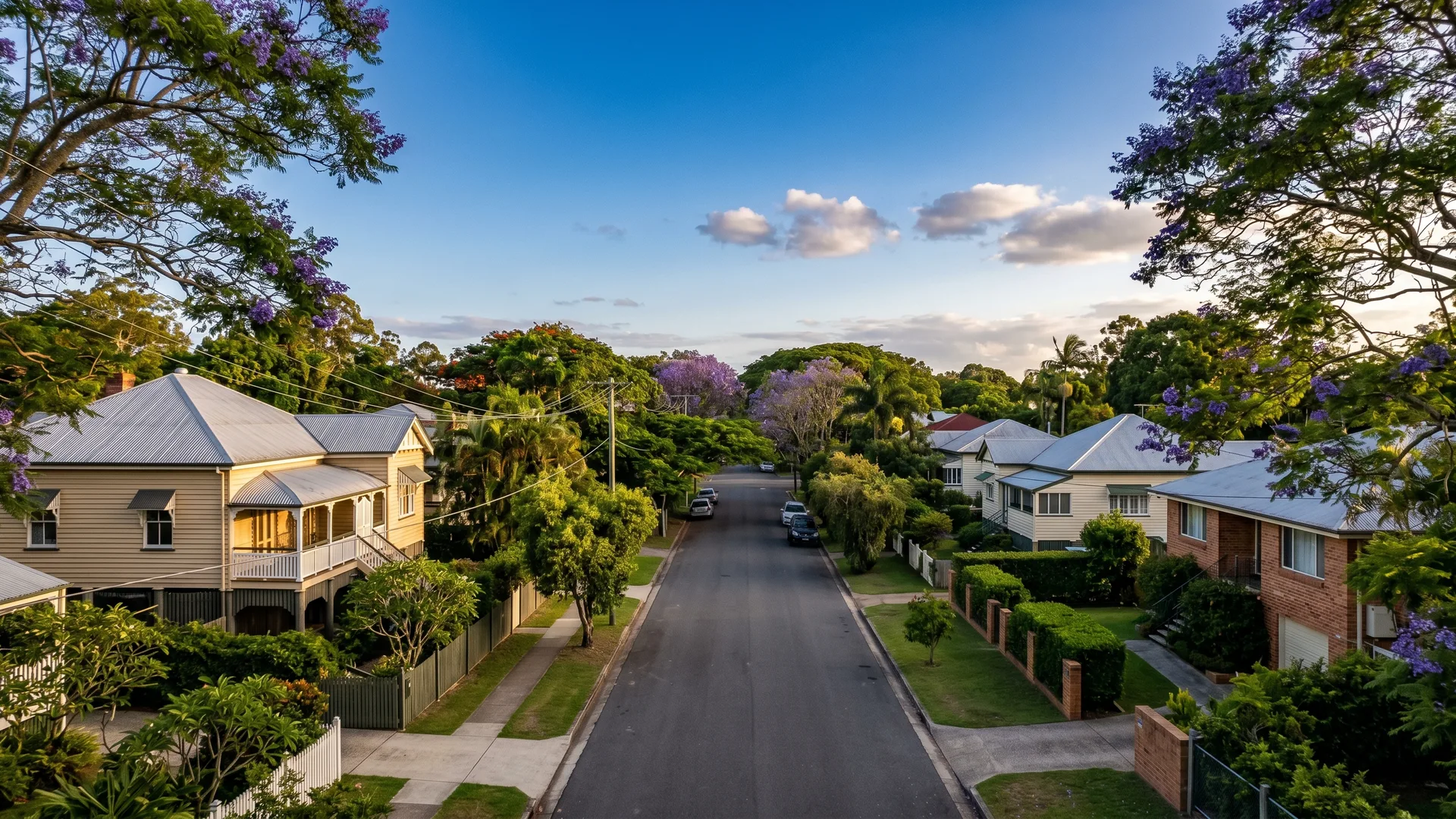 Aerial view of inner-Brisbane suburban streets near Chelmer